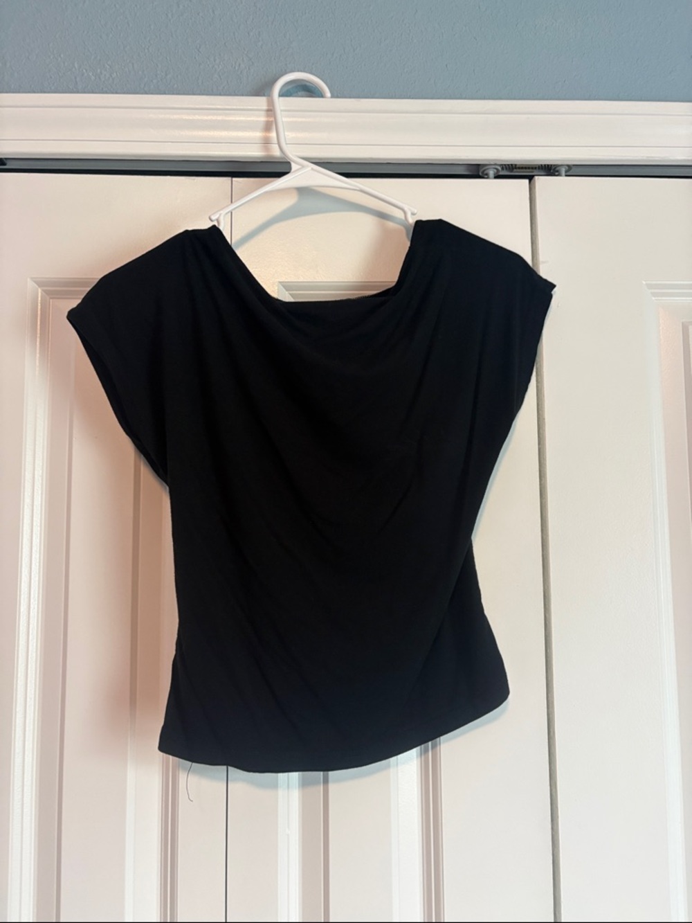 SHEIN Black Draped Dolman Tee Top